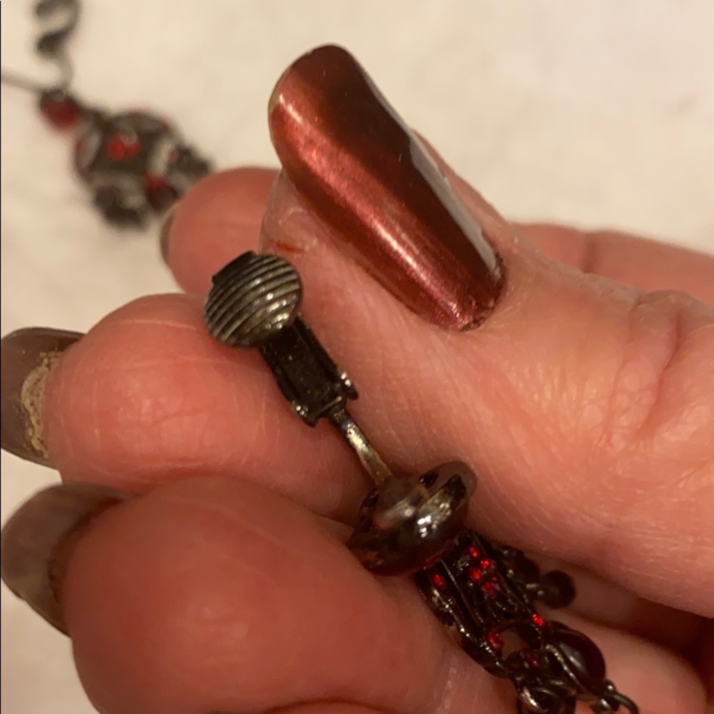 Vintage Nordstrom Ruby chandelier clip on earrings. - Picture 3 of 6